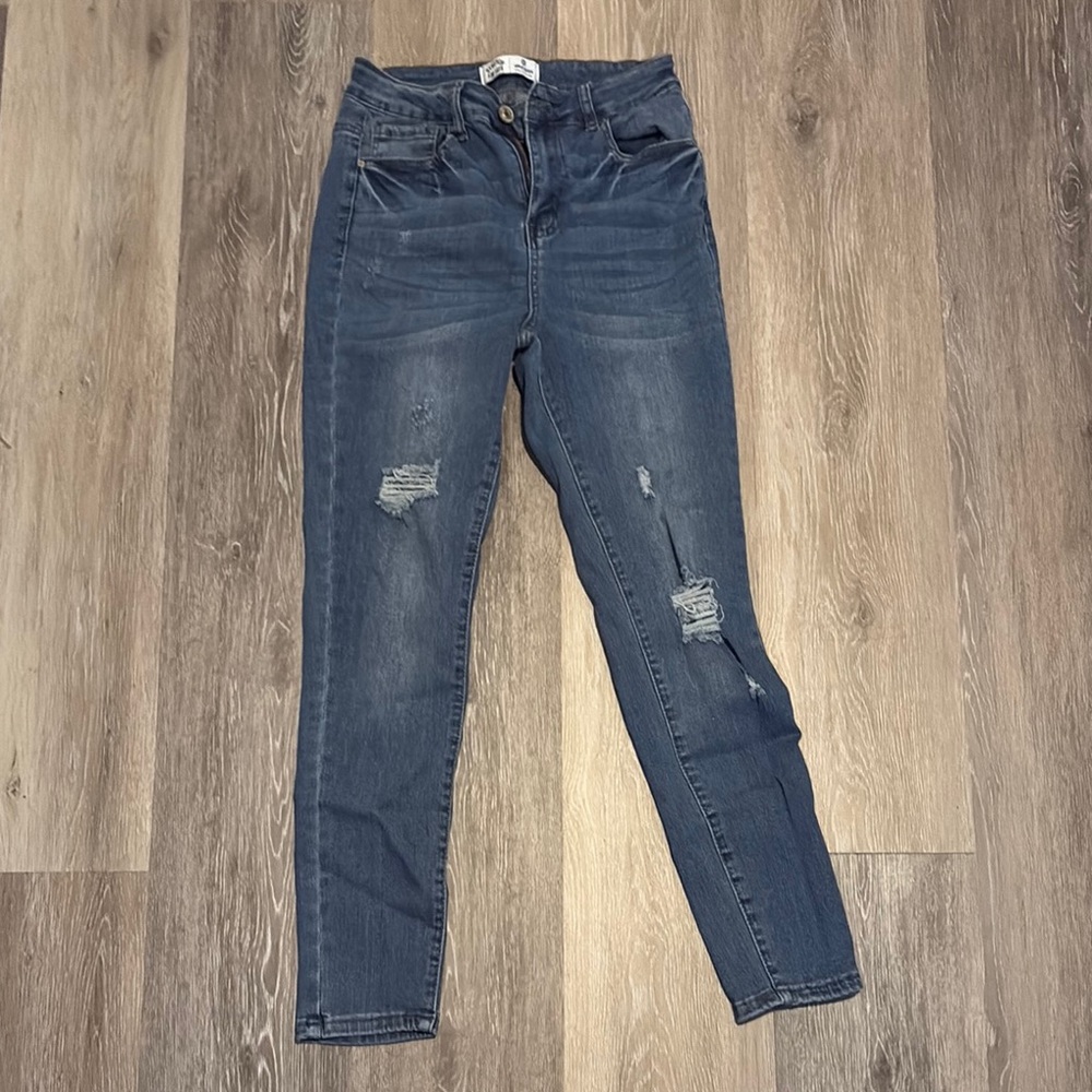 Wax Jean High Rise Blue Distressed Jeans
